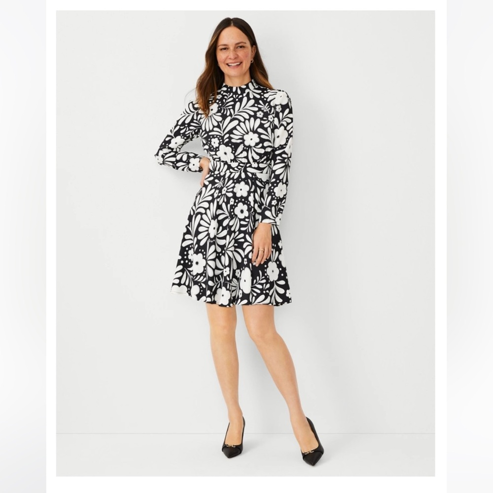 NWT Ann Taylor black and white dress 6p